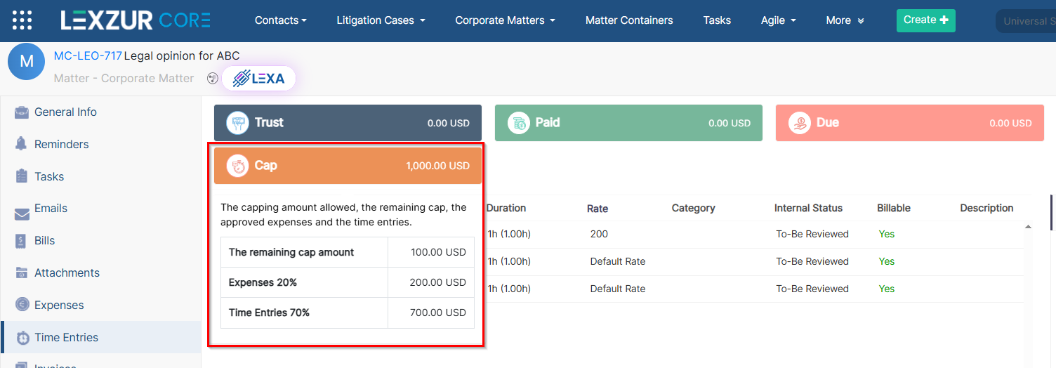 Example of Amount Based Capping